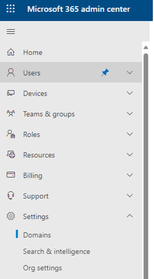 Centric Consulting screenshot of Microsoft 365 Admin Center Options