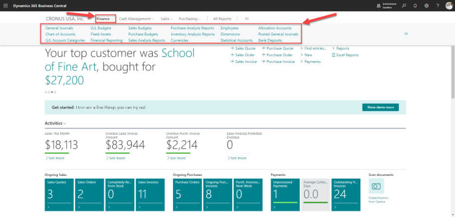 Screenshot taken from Centric Consulting’s Business Central Sandbox Environment