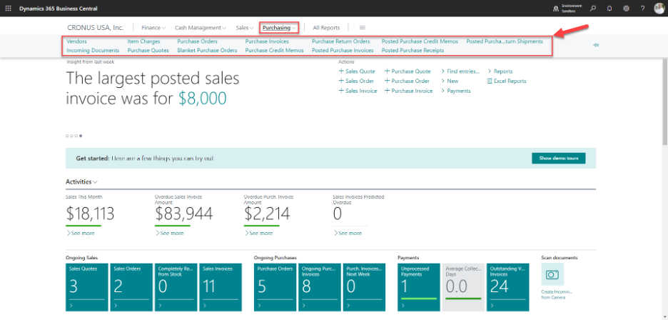 Screenshot taken from Centric Consulting’s Business Central Sandbox Environment